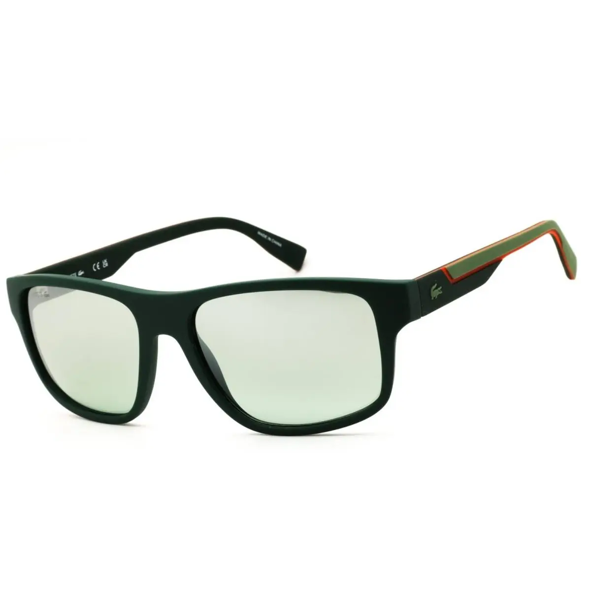 L6057S 301 Matte Green Injected Propionate Men`s Full Rim Rectangular by Lacoste
