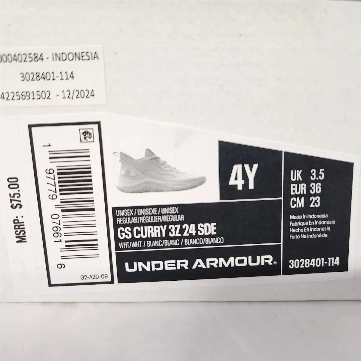 Under Armour shoes - GS Curry 3Z 24 SDE - White 6