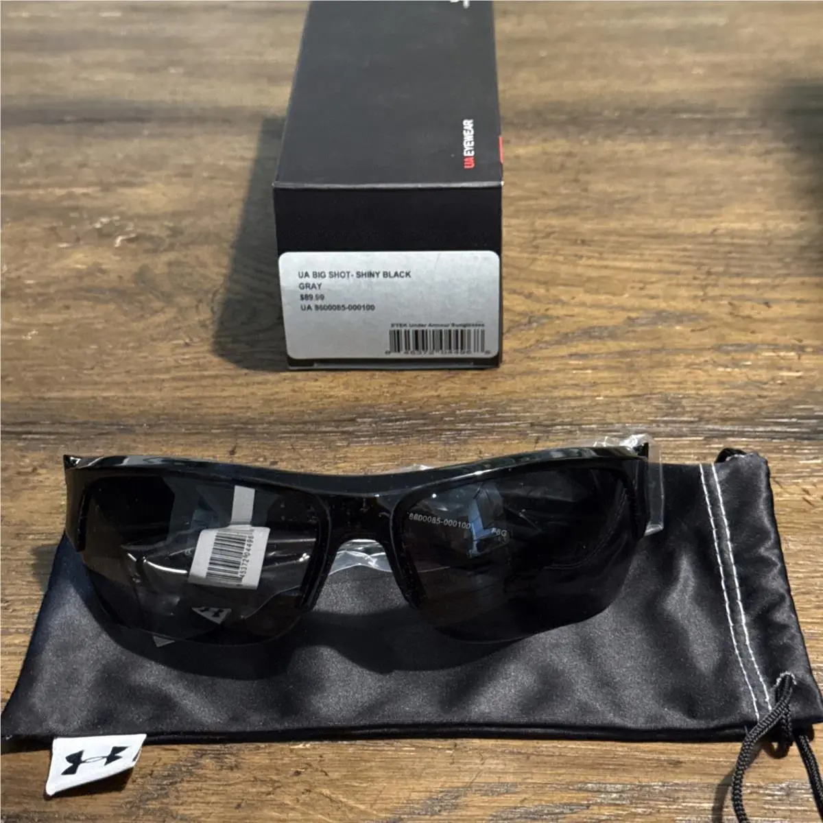 Under Armour Eyewear Big Shot Shiny Black Sunglasses Gray Lens