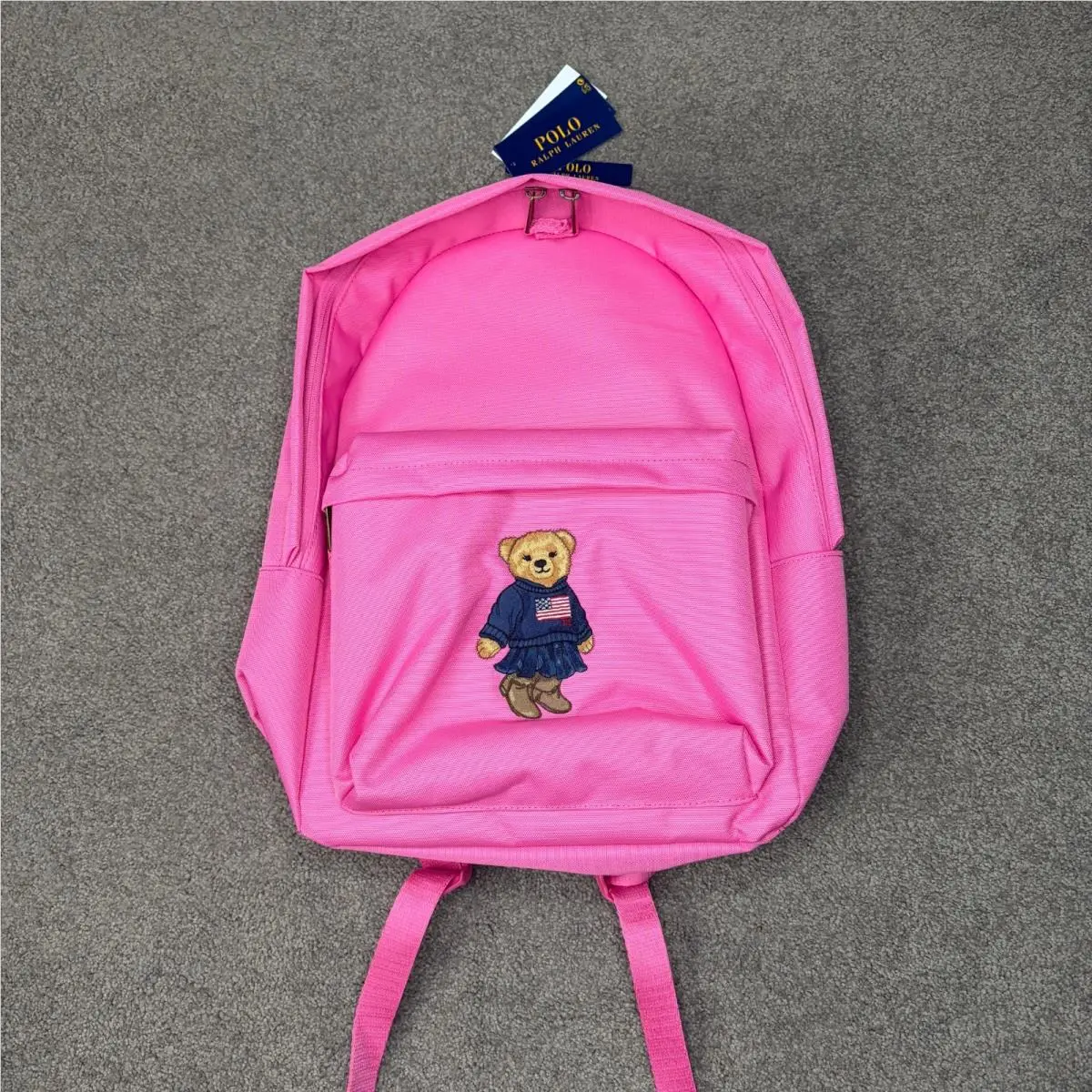 Polo Ralph Lauren Polo Bear Canvas Backpack Pink Full Size