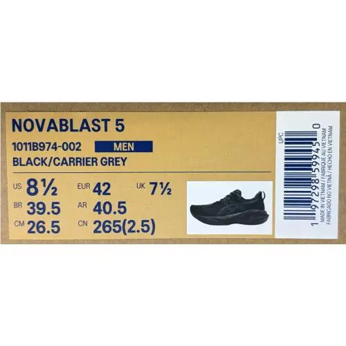 Asics shoes - ASICS Novablast 5 - Novablast - 1011B974-002 - Black/Carrier Grey (UPC: 197298599450) 12