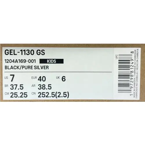 Asics shoes - ASICS GEL-1130 GS - 1204A169-001 - Black/Pure Silver (UPC: 197298812498) 10