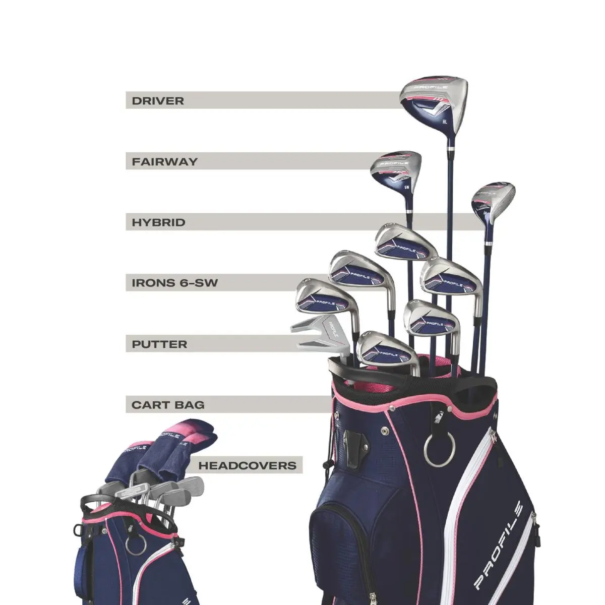 Wilson  - Profile Navy/Pink with Cart Bag - Navy, Pink (UPC: 097512915977) 3