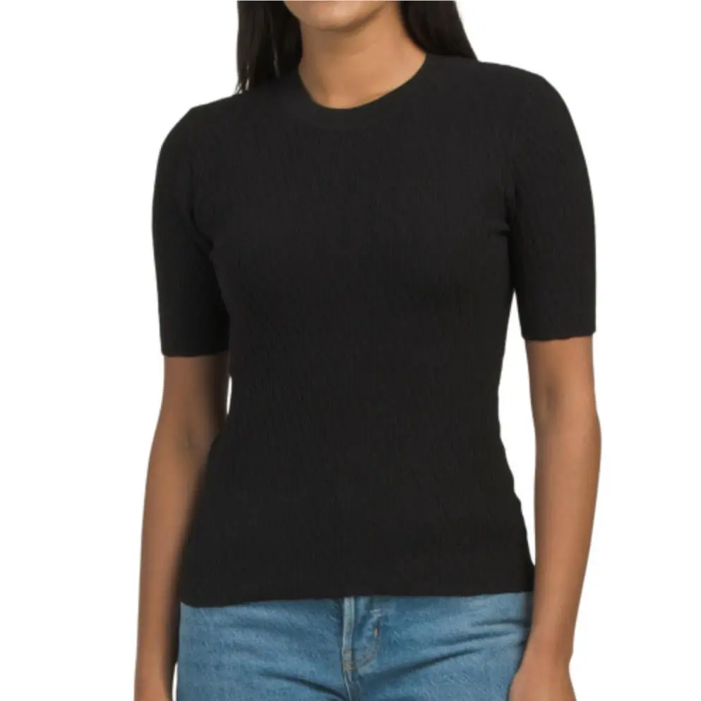 Rag Bone Szs Tam Crew-neck Short Sleeve Sweater Black by Rag & Bone