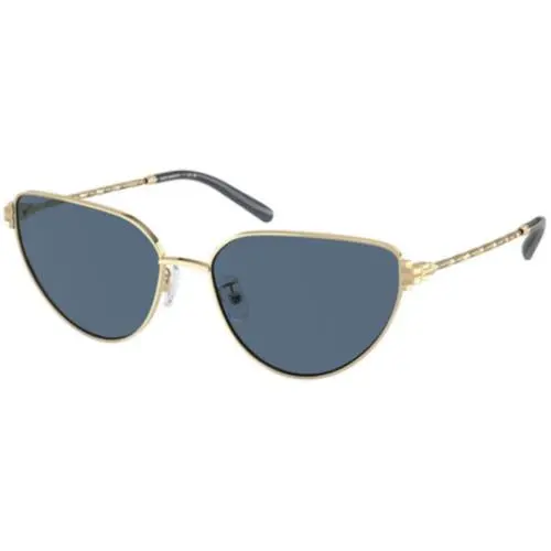 TY 6110 Light Gold / Dark Blue 334980 Size 56 Sunglasses by Tory Burch
