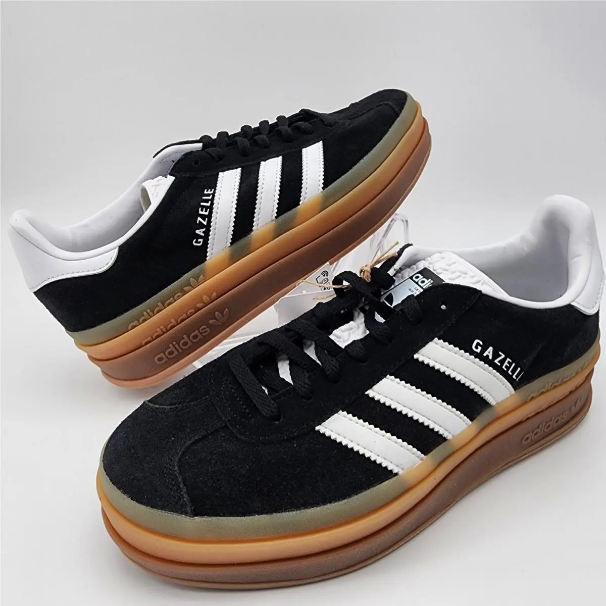 Adidas Gazelle Bold W Womens 7.5 Black White Gum Platform Sneakers