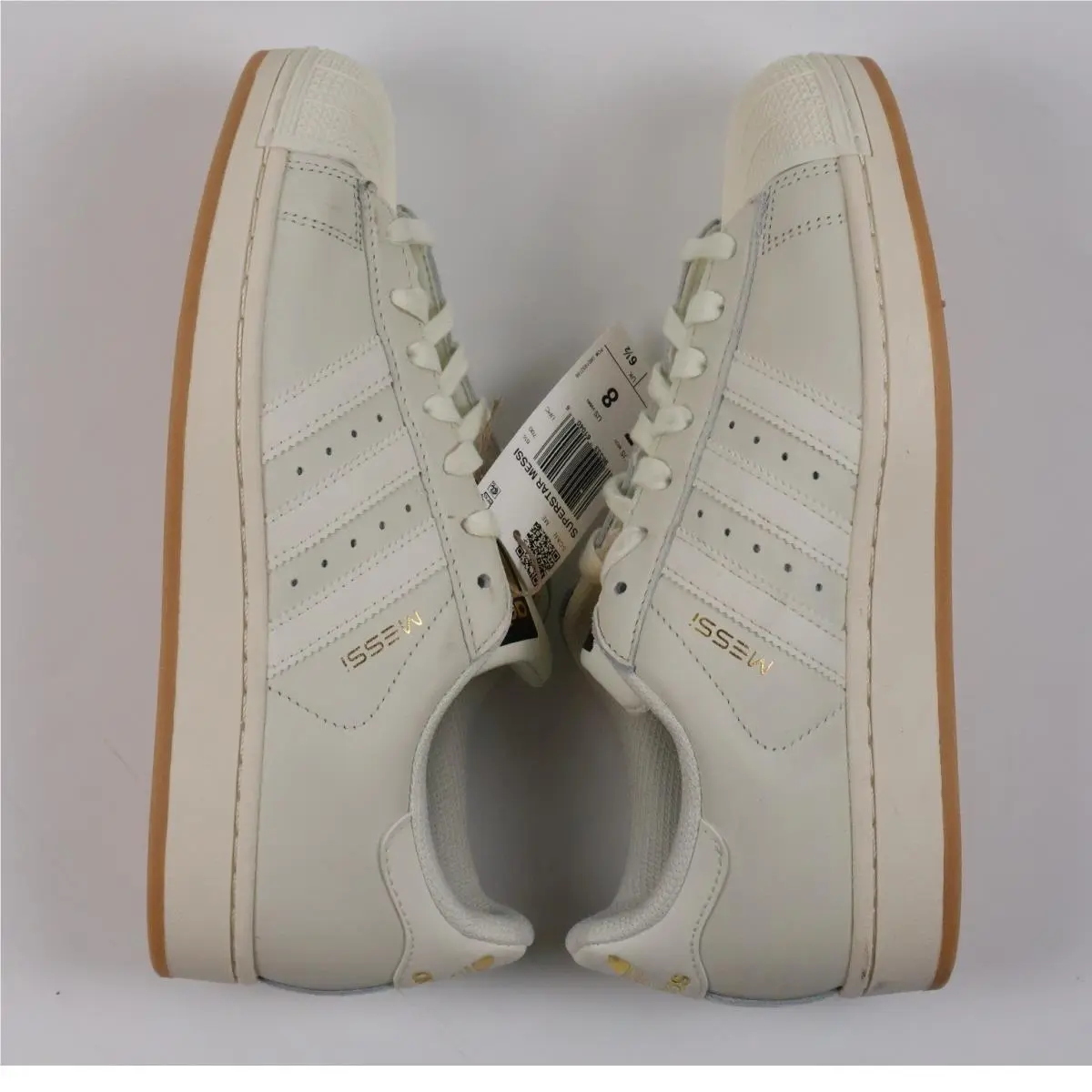Adidas Superstar Messi Ivory Gold Leather Sneakers Size 8
