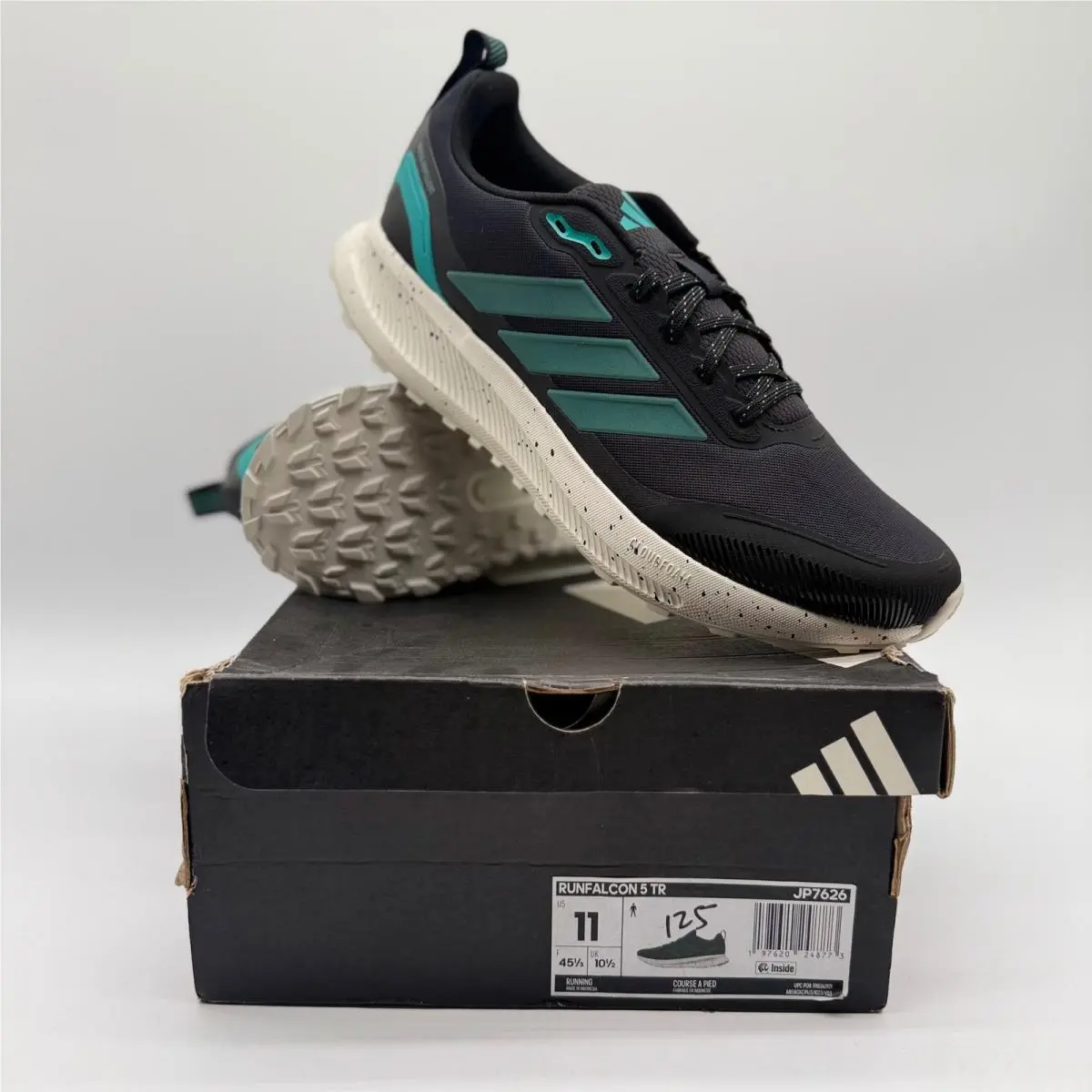 Adidas Runfalcon 5 TR Mens 11 Trail Running Black Teal Waterrepellent New/box
