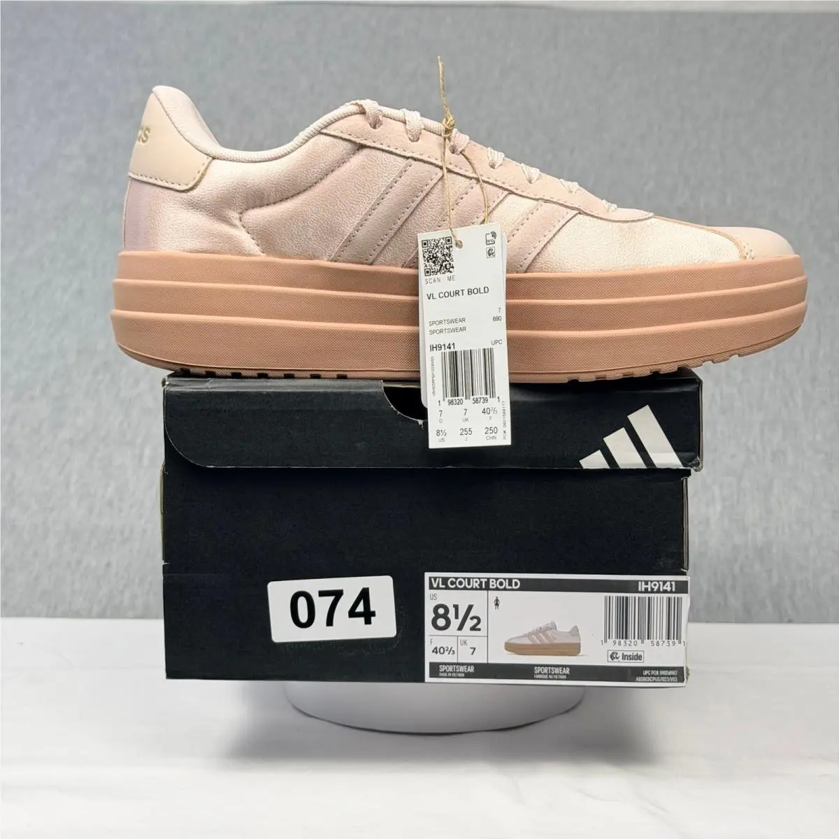 Adidas VL Court Bold Womens Platform Sneakers Pink Metallic IH9141 Size 8.5