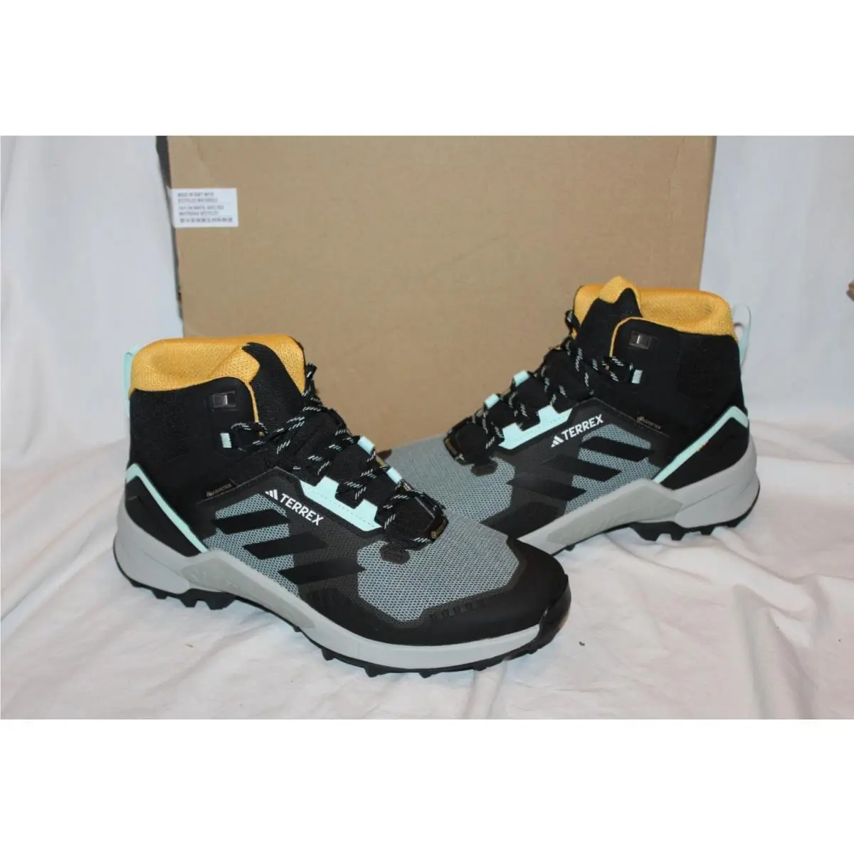 Adidas Men Terrex Swift R3 Mid Gtx Athletic Sneakers Black Gray Yellow 11.5