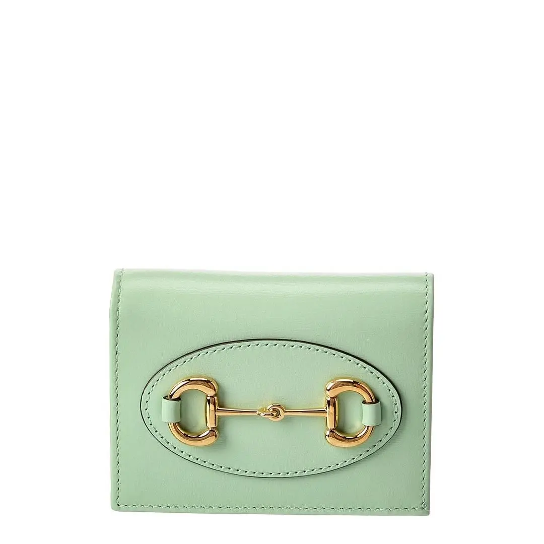 Gucci Horsebit 1955 Leather Card Case Women`s Green