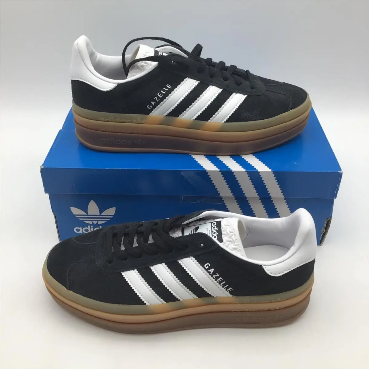 Adidas Gazelle Bold Womens Size 8 Black White Platform Sneakers IE0876 Gum