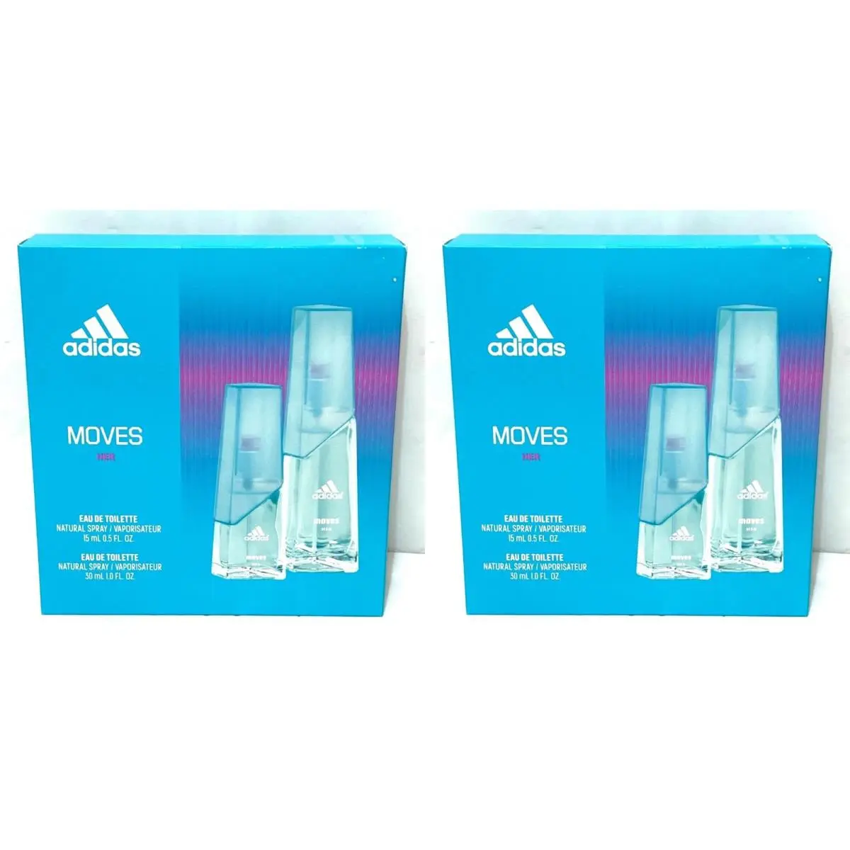 Adidas Moves For Her 2 Pc Edt Gift Set 1 oz + 0.5 oz Women`s Perfume 2 Pack