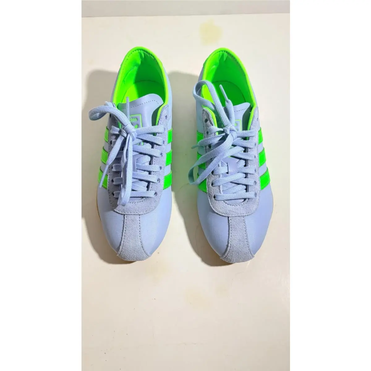 Adidas Tokyo Women`s Sneakers Size 6.5 Sky Blue Neon Green