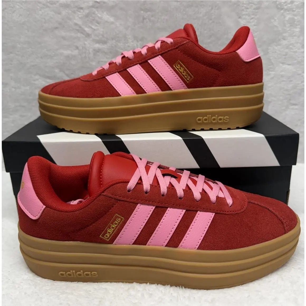 Adidas VL Court Bold J Pink Gum Sole Sneakers 7Y