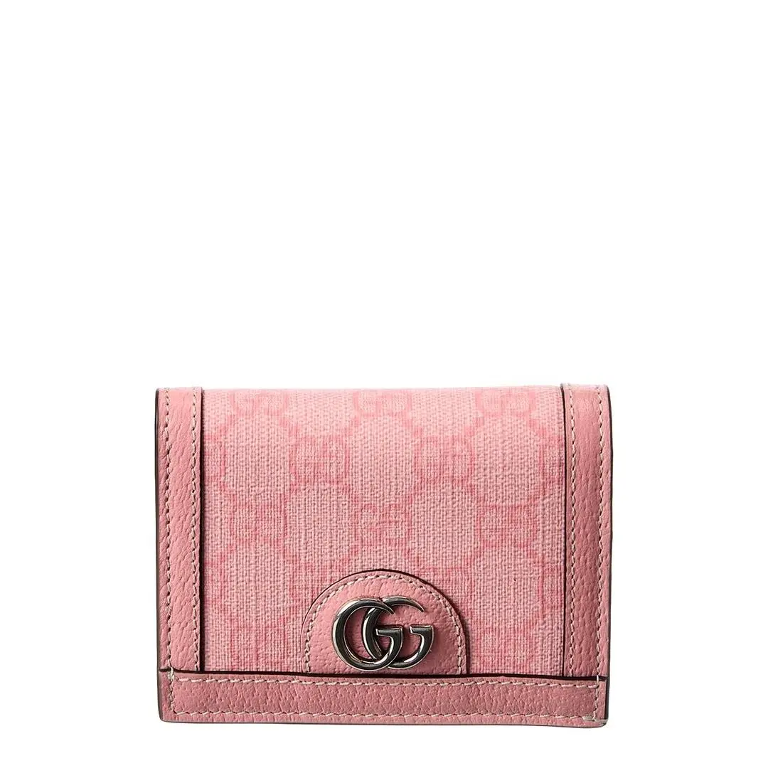 Gucci Ophidia Gg Supreme Canvas Leather Card Case Women`s