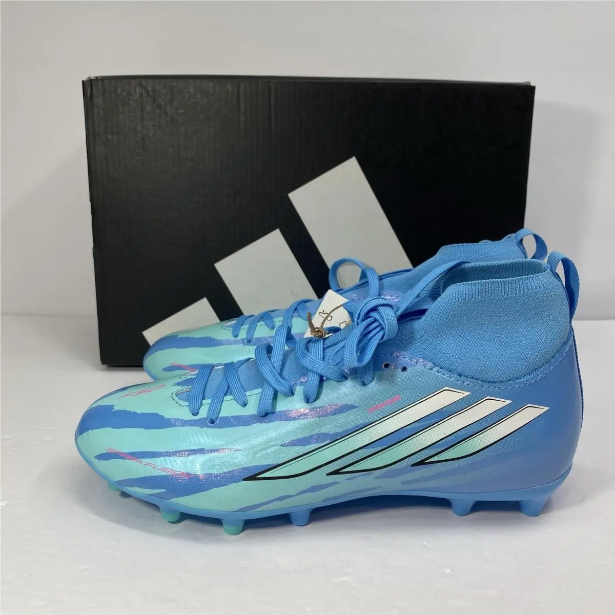 Adidas Shoes Unisex Kids Size 4 Blue F50 Sparkfusion League FG Soccer Cleats