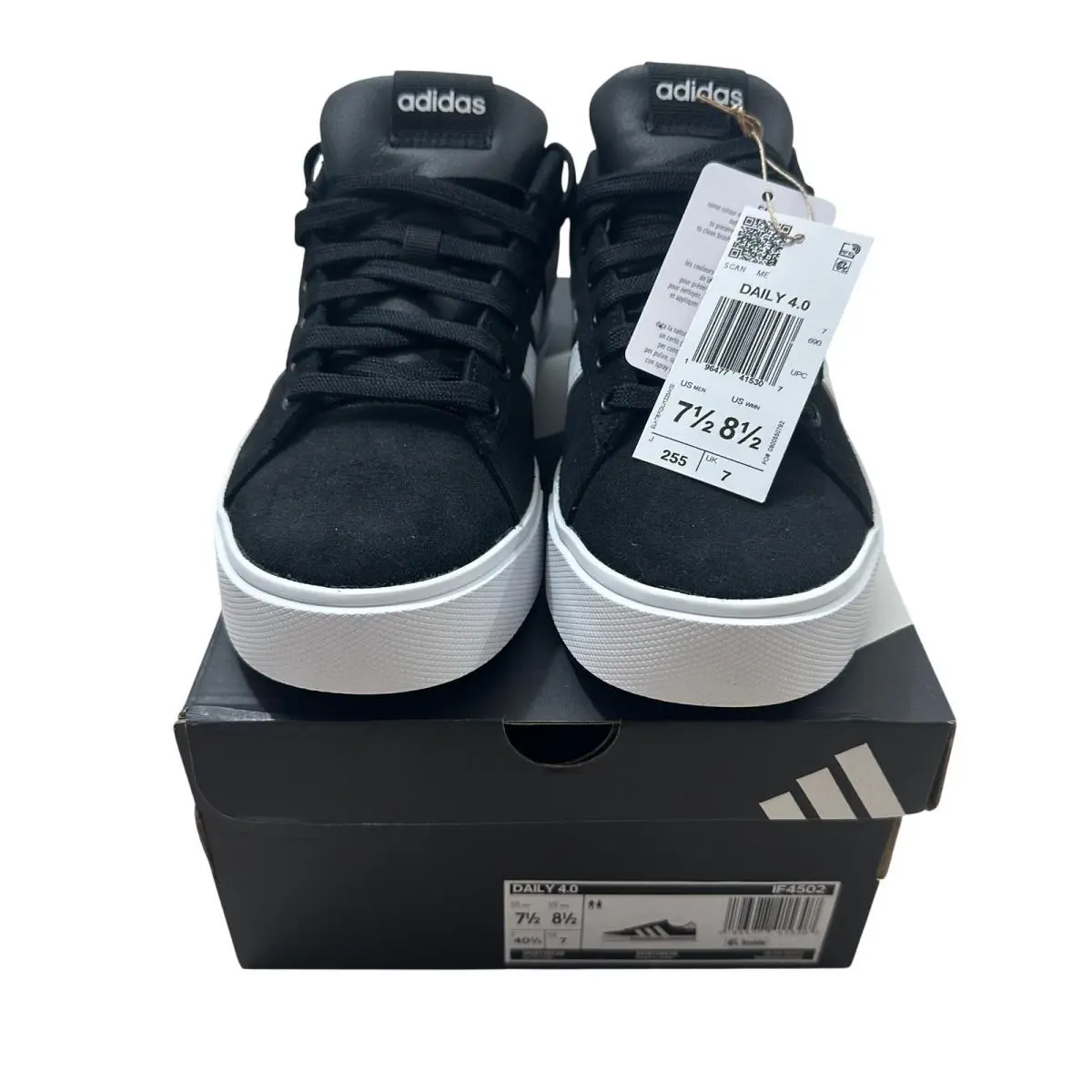 Adidas Daily 4.0 Mens Sneakers Black White Suede Low Top IF4502 Size 7.5