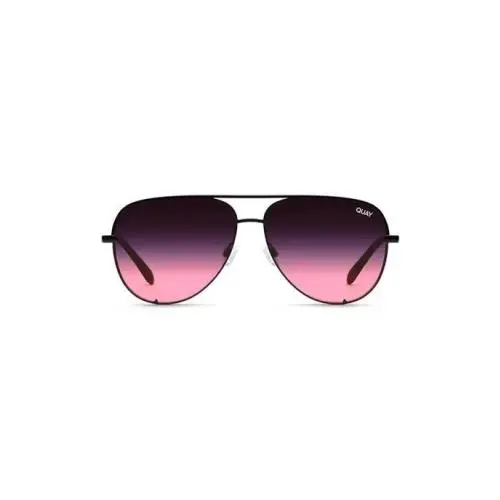 Quay Australia High Key Micro Gradient Aviator Sunglasses Black Pink 50mm