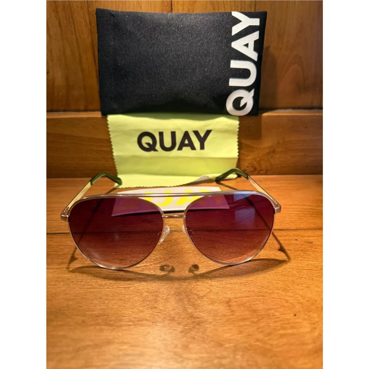 Quay Vivienne Aviator Sunglasses with Brown Gradient Lenses by QUAY