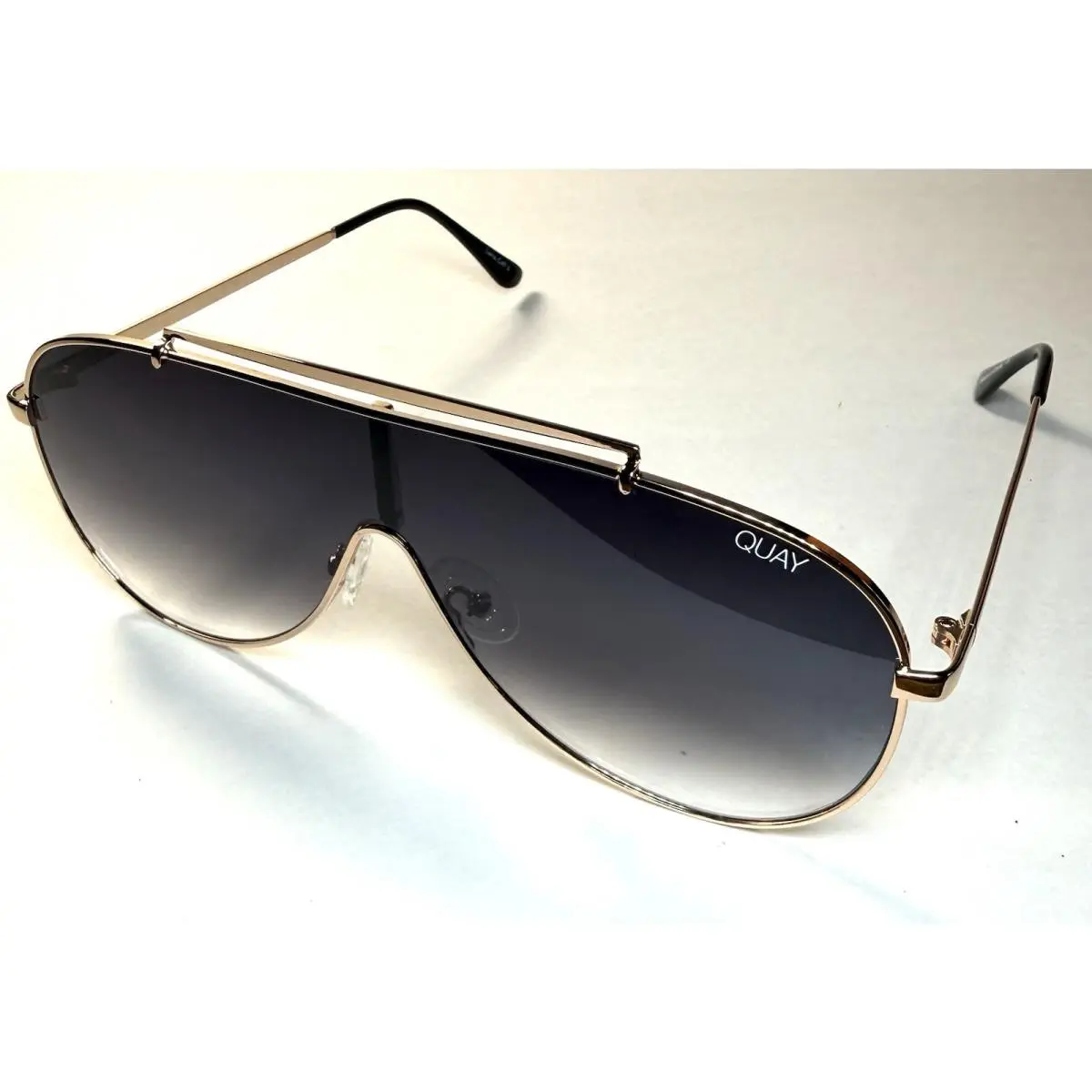 Quay Gold El Dinero Aviator Sunglasses + Case