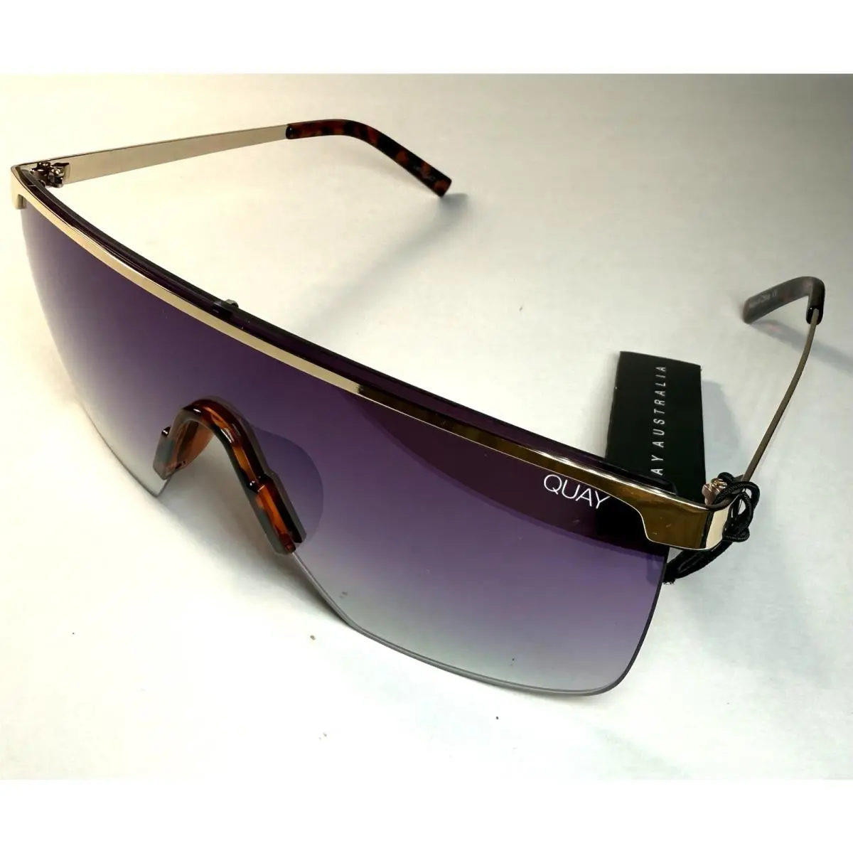 Quay Gold Anonymous Shield Sunglasses + Case