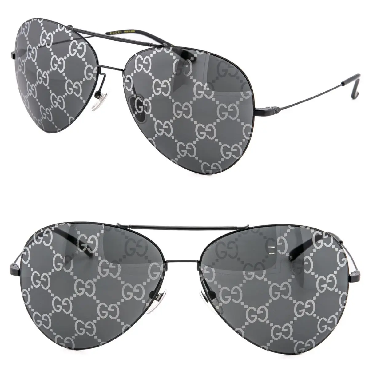 2172 GG2172S Black Silver GG Logo Print Mirror Unisex Aviator Sunglass 002 by Gucci