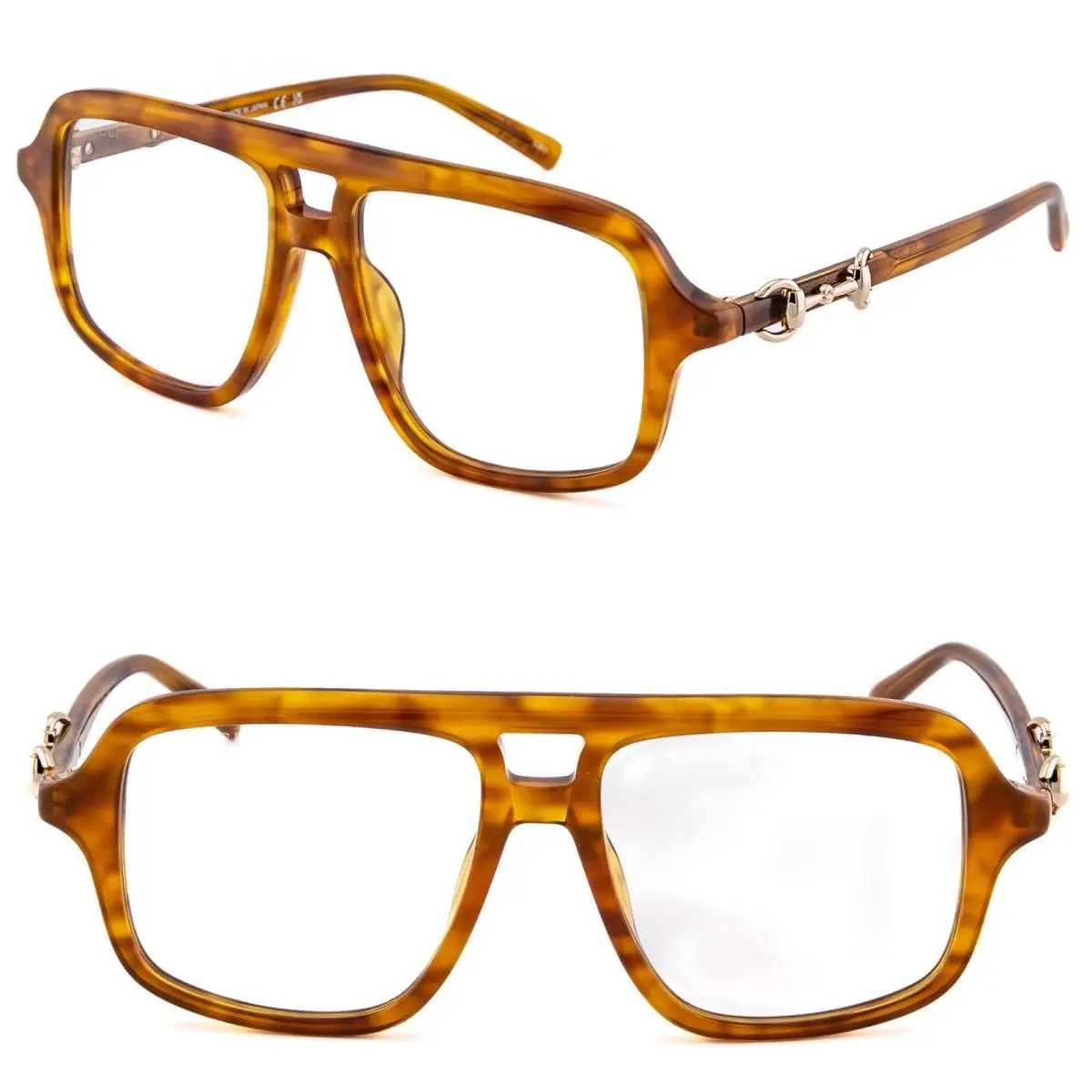 GG2052S Horsebit 2052 Brown Clear 013 Style Unisex Pilot Sunglasses by Gucci