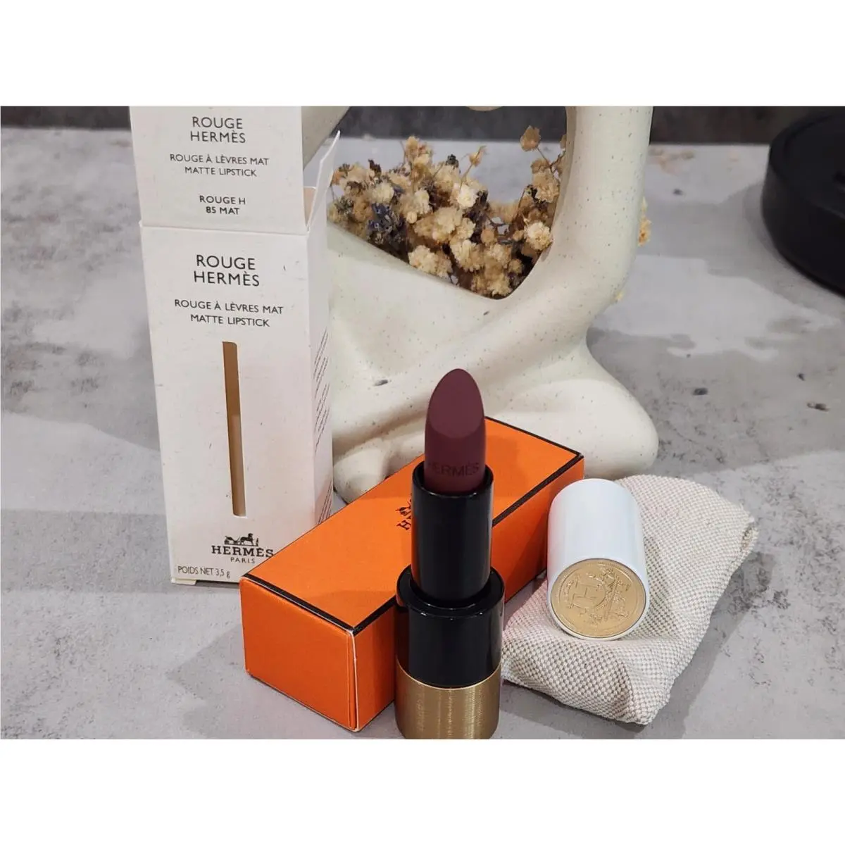 Rouge Matte Lipstick in Rouge H 85 Mat 0.12/3.5g by Hermes