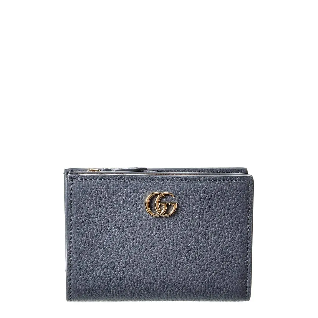 Gg Marmont Small Leather Wallet Women`s Blue by Gucci