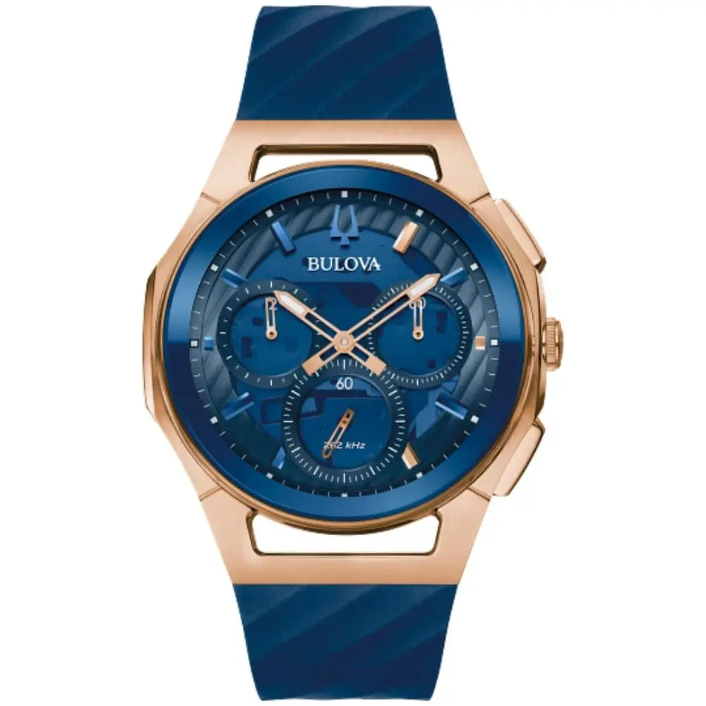 Bulova 97A185 Marc Anthony Curv Blue Dial Men`s Watch - Blue