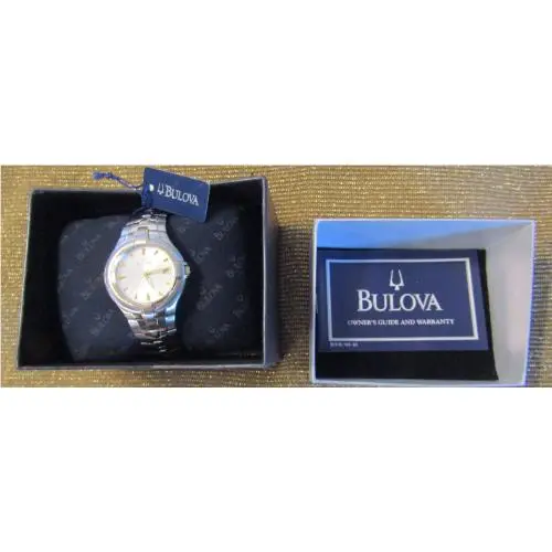 A3 Stainless Steel Silver/gold Dial Wrist Watch Box Old Stock by Bulova
