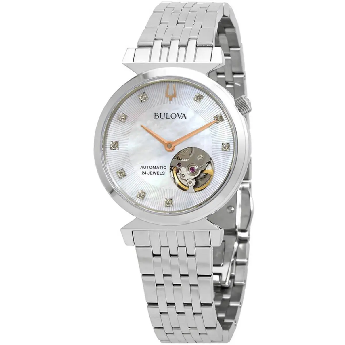 96P222 Regatta Automatic Diamond Mop Dial Ladies Watch 32mm Steel by Bulova