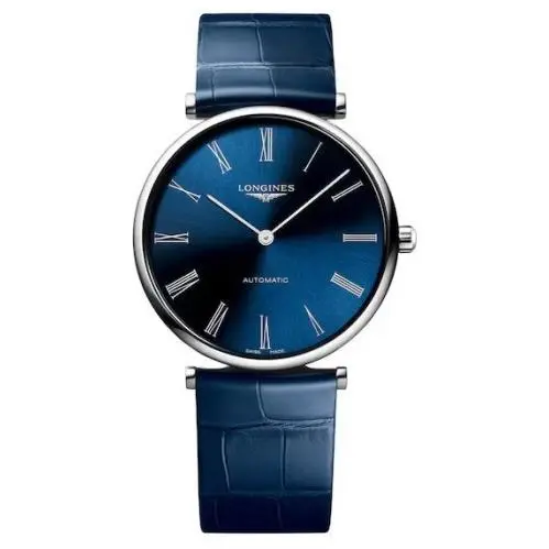 Longines La Grande Classique Automatic Blue Dial Leather Mens Watch L49184942