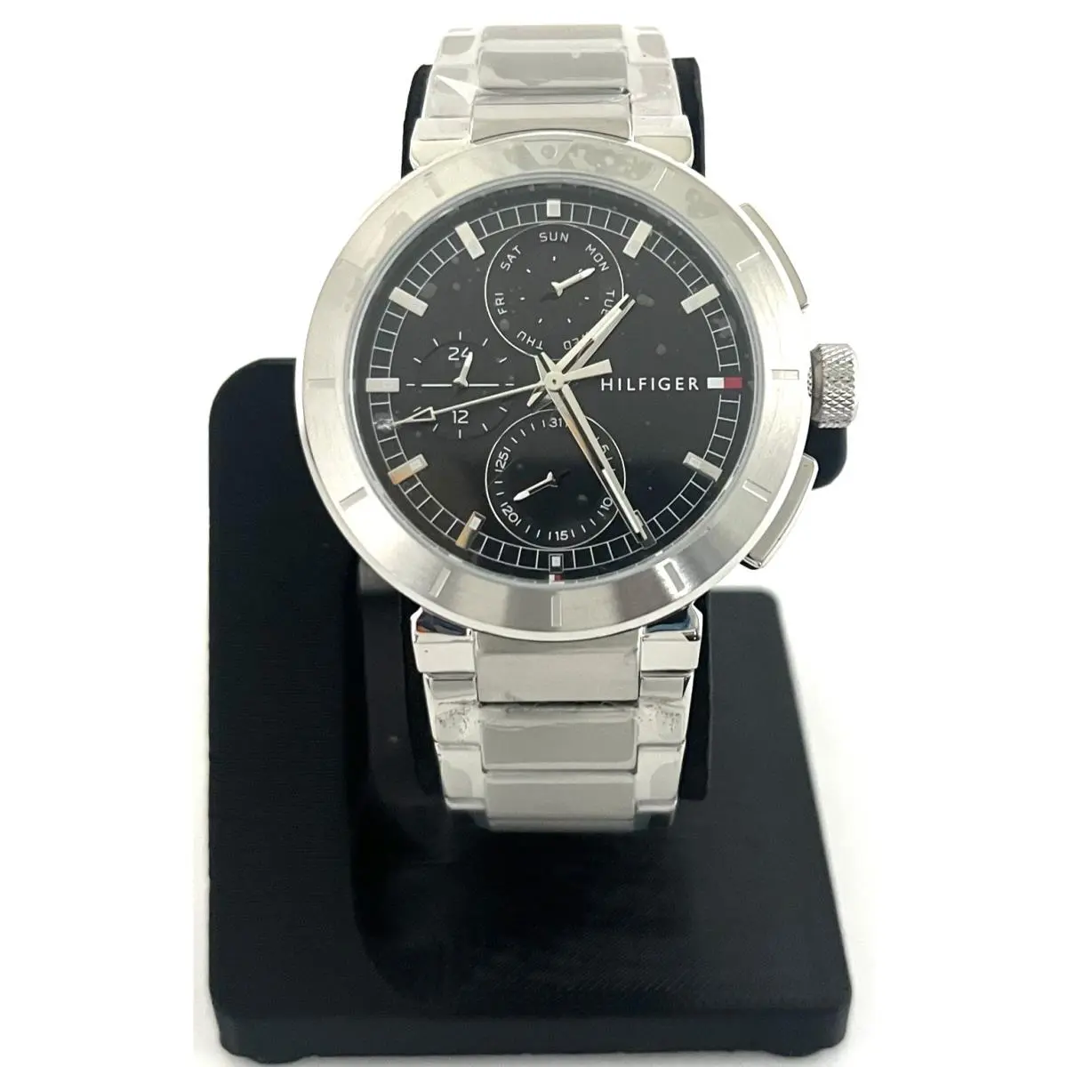 Lorenzo Mens Stainless Steel Watch with Black Dial 1792116 by Tommy Hilfiger