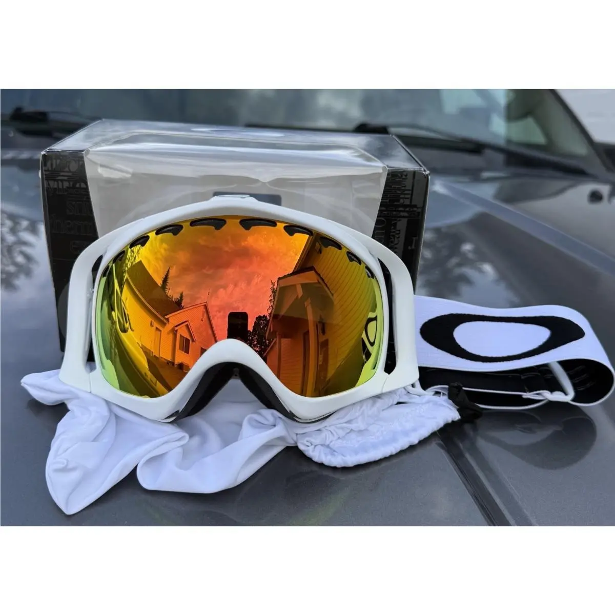 Extremely Rare  Crowbar Snow Goggles Matte White Fire Iridium by Oakley