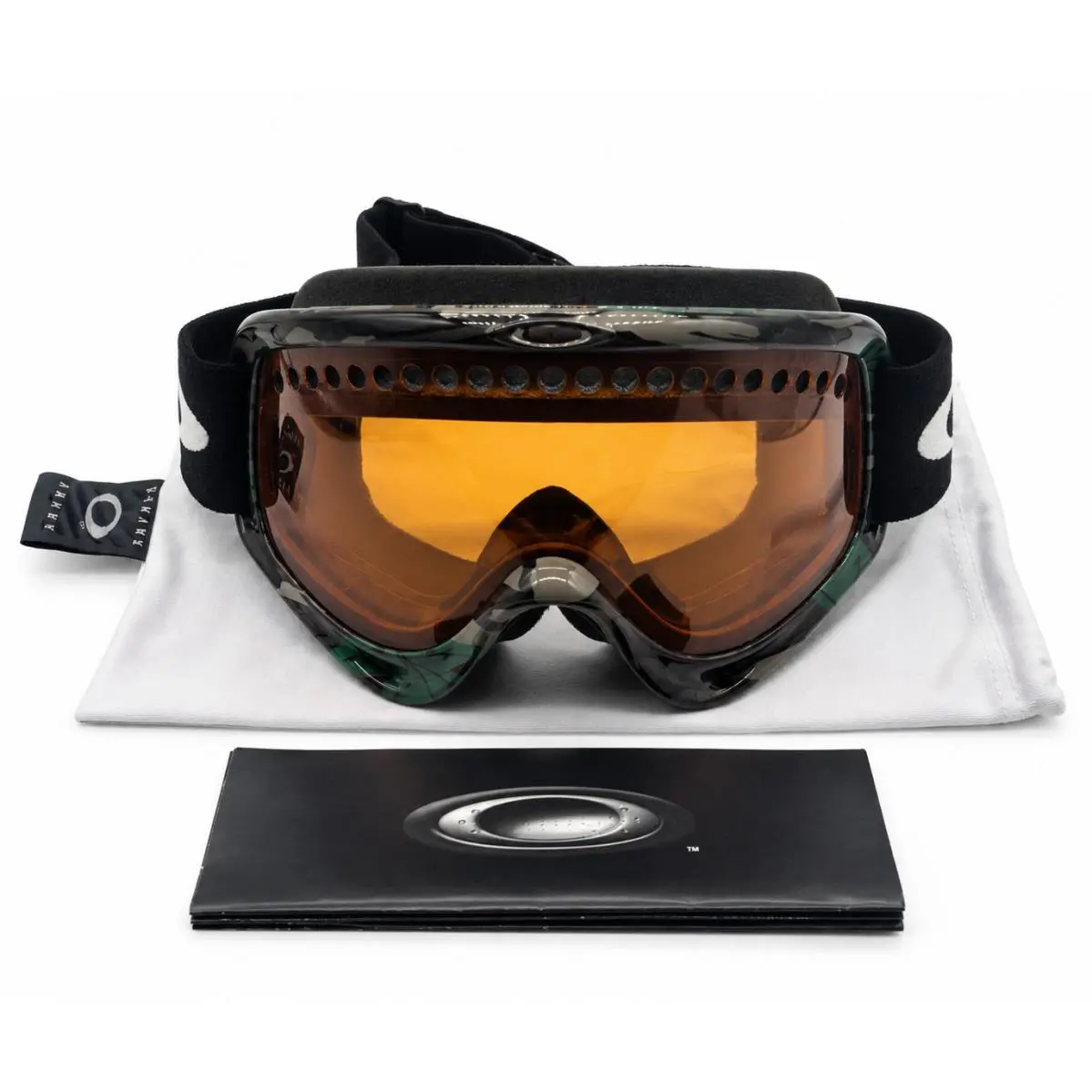 O Frame Snow Goggles Green Camo Persimmon Lens Vintage 02-444 Box by Oakley