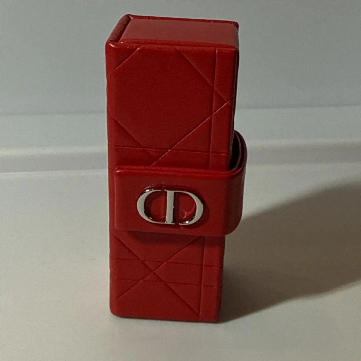 Christian  Red W/silver Lipstick Case with Mirror Magnetic Closure by Dior