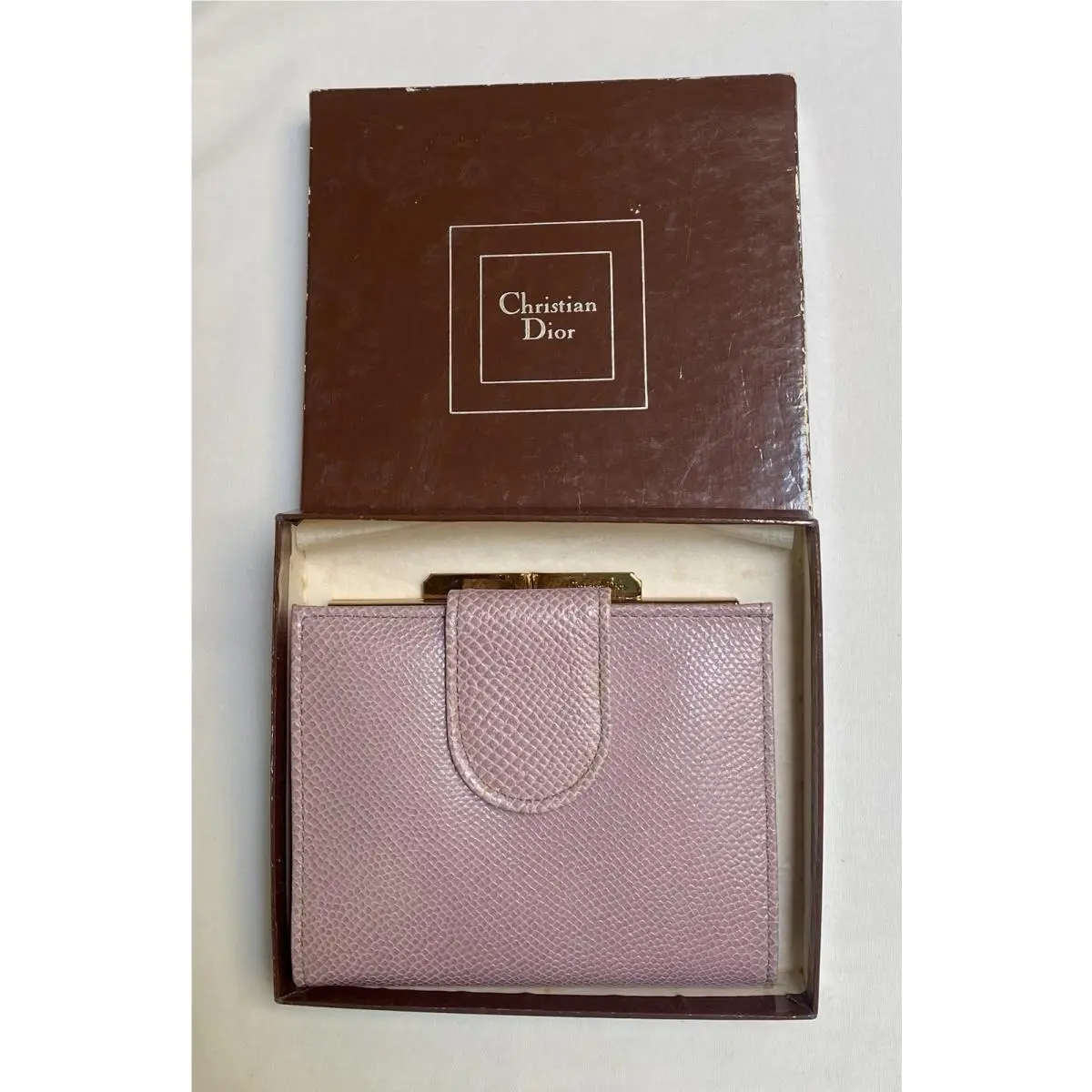Vintage Christian  Mauve Leather Wallet Bifold Old Stock by Dior