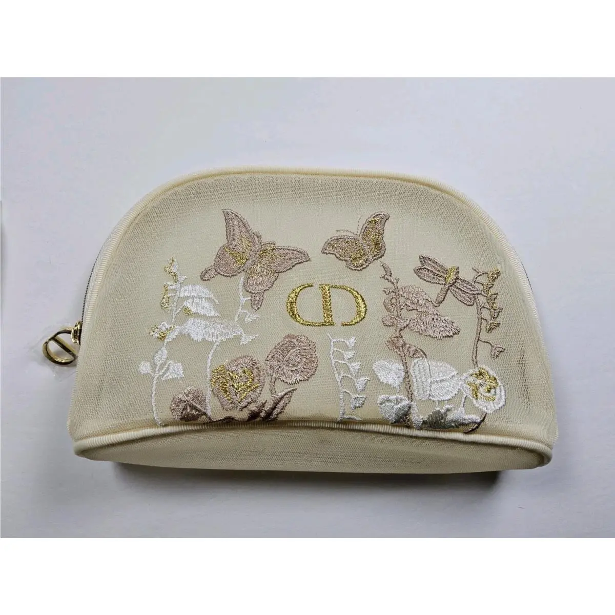 Gwp Floral Butterfly Embroidered Mesh Pouch Cosmetics Makeup Bag by Dior