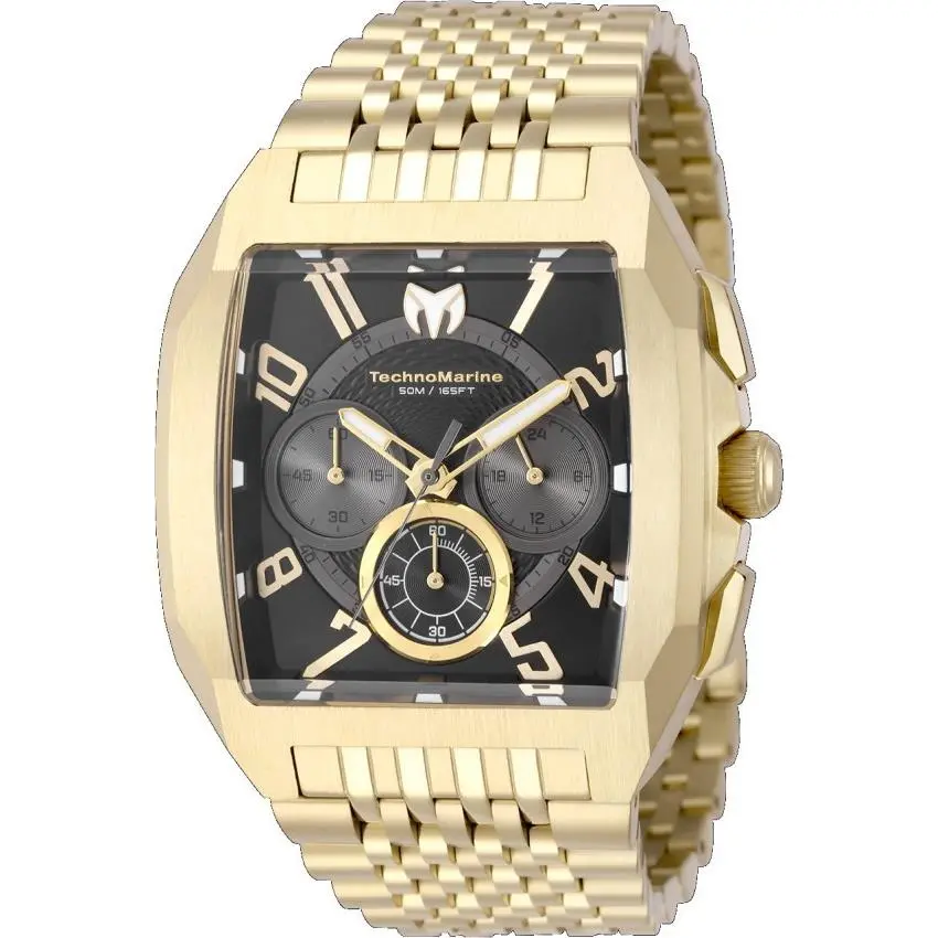Technomarine Aqua Quadrant Men`s Black Dial Gold Chronograph Watch TM-226025 by TechnoMarine