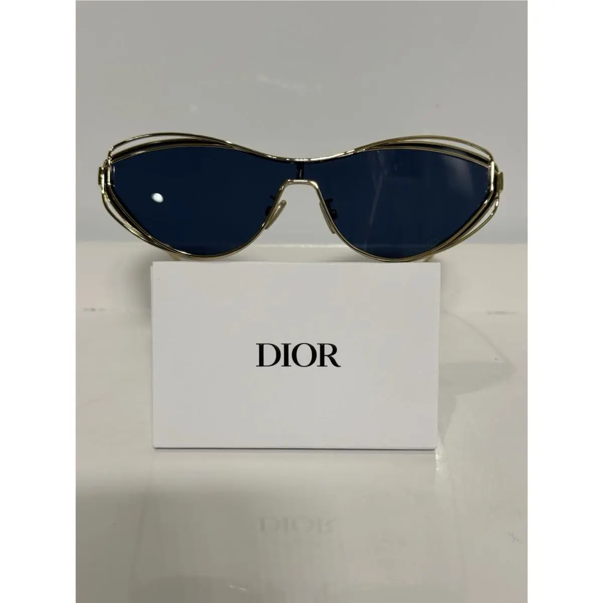 Dior Fildior M1U Gold Cat-eye Metal Blue Tint Sunglasses