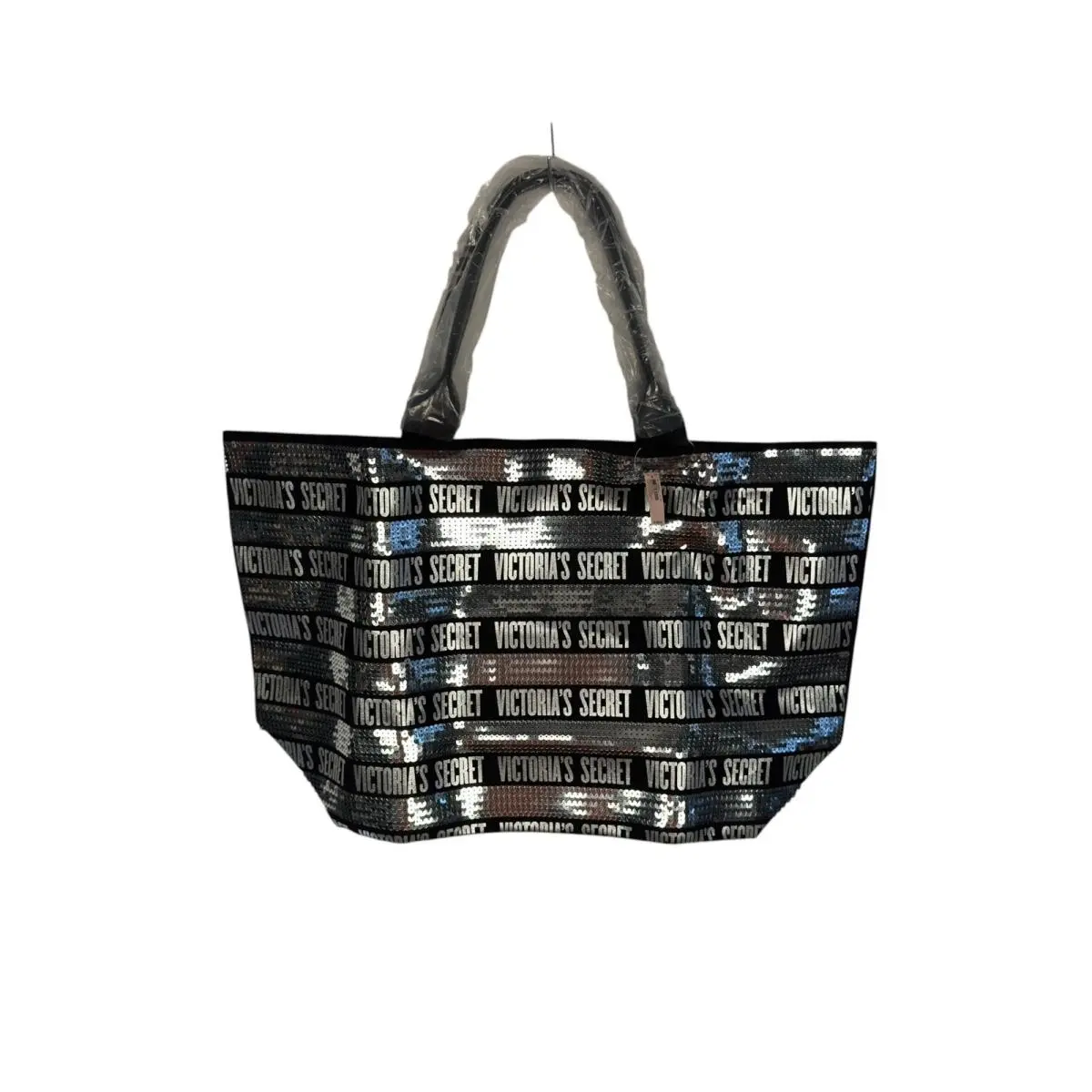 Victoria`s Secret Sequin Tote OS Silver Logo Large Pouch Glam Y2K Bag by Victoria's Secret