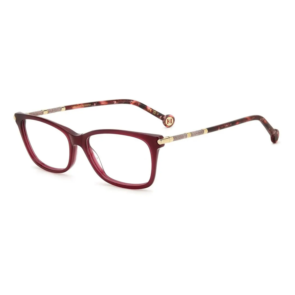 Her 0198 6K3 Burgundy Gold Eyeglasses Frames 53mm Women by Carolina Herrera