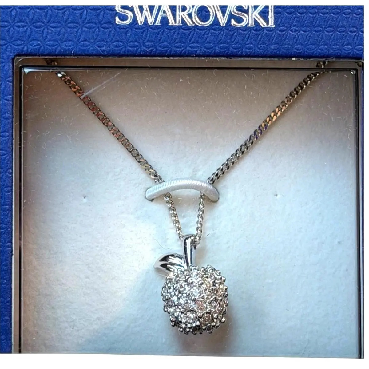 Crystal Apple Pendant Necklace Silver Plated Brass Chain Org Boxed by Swarovski