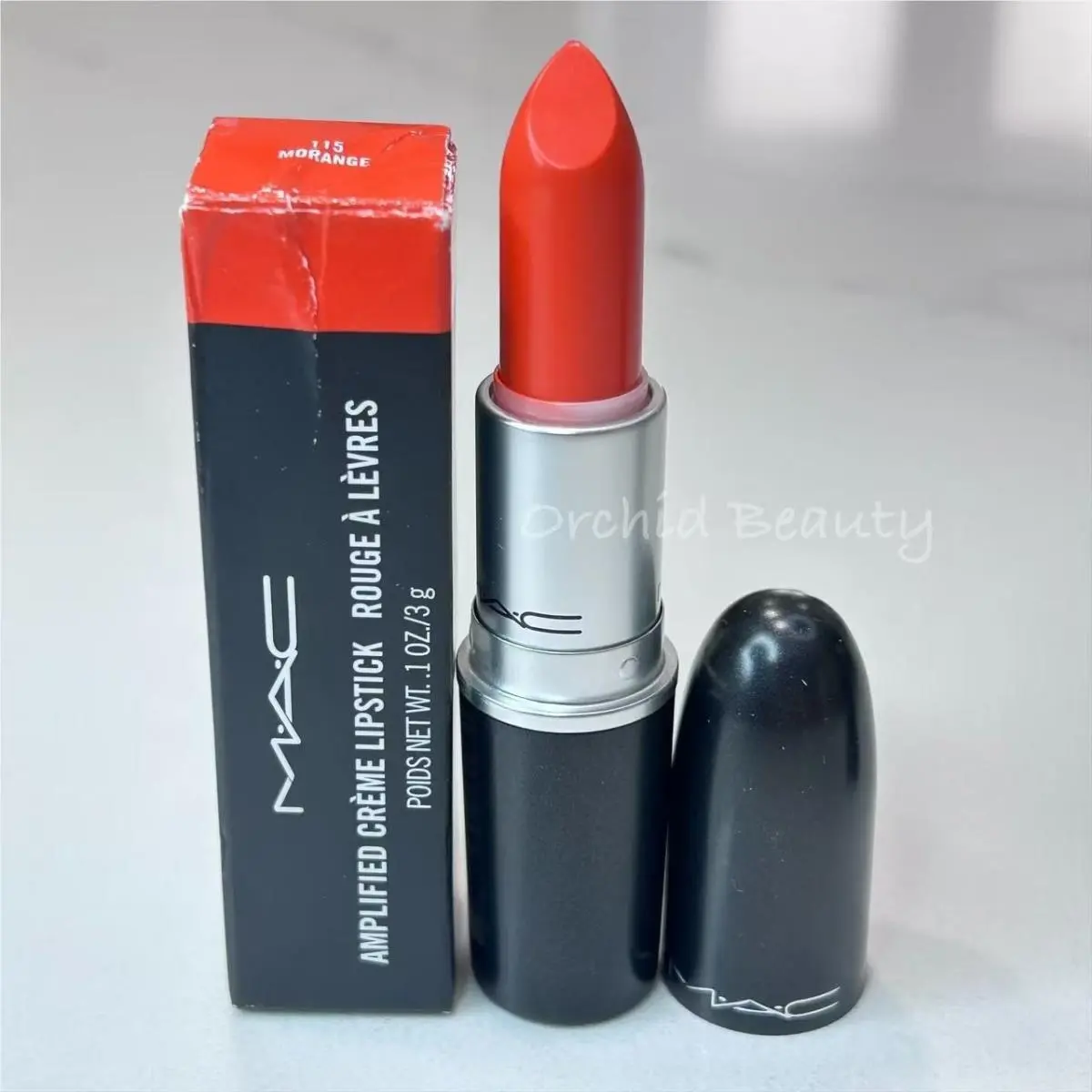 Mac Lipstick Full Size 3 g/0.1 oz Morange (Amplified Cream) by MAC Cosmetics
