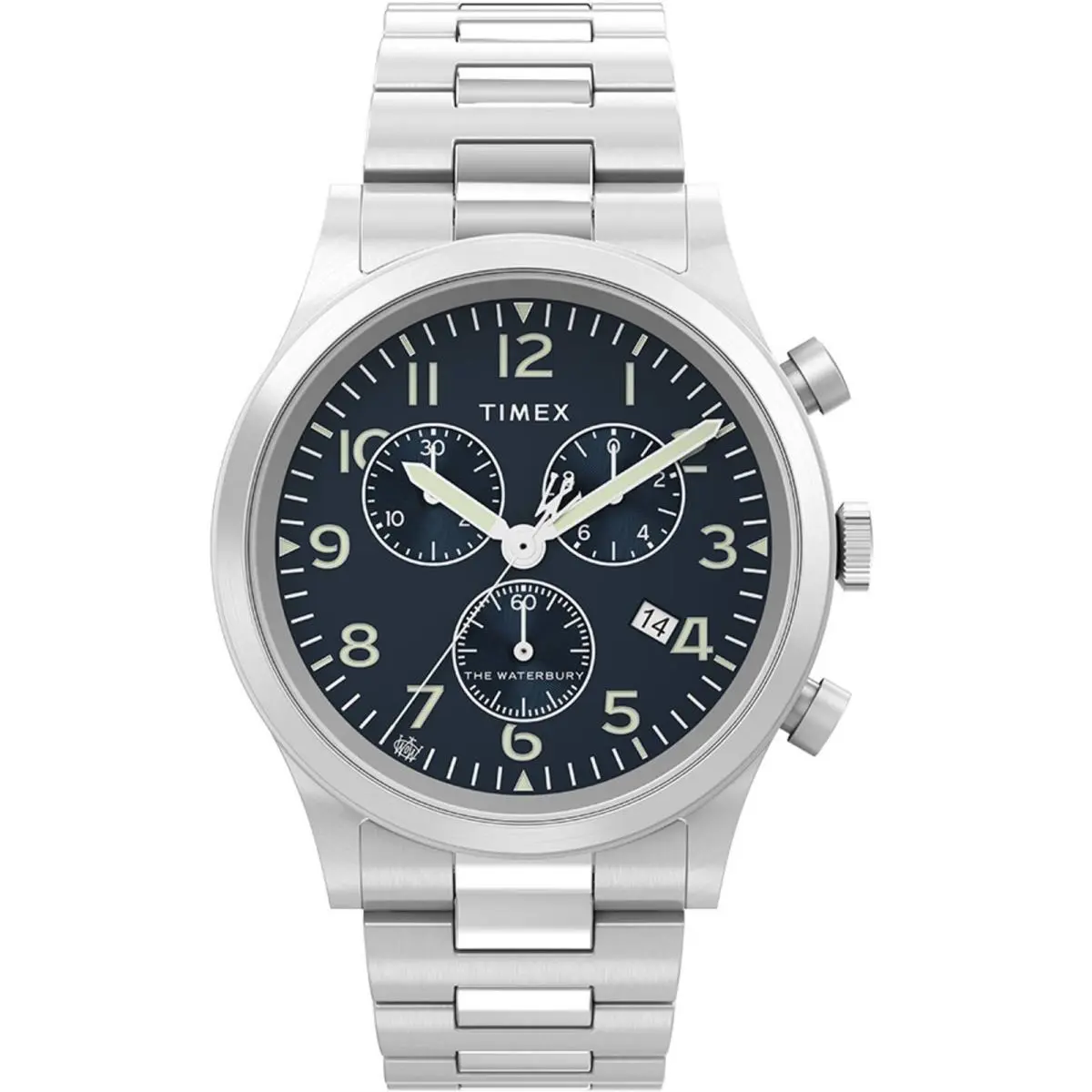 Timex TW2W48200VQ Waterbury Chrono Men`s 42mm Stainless Steel Blue Dial Watch