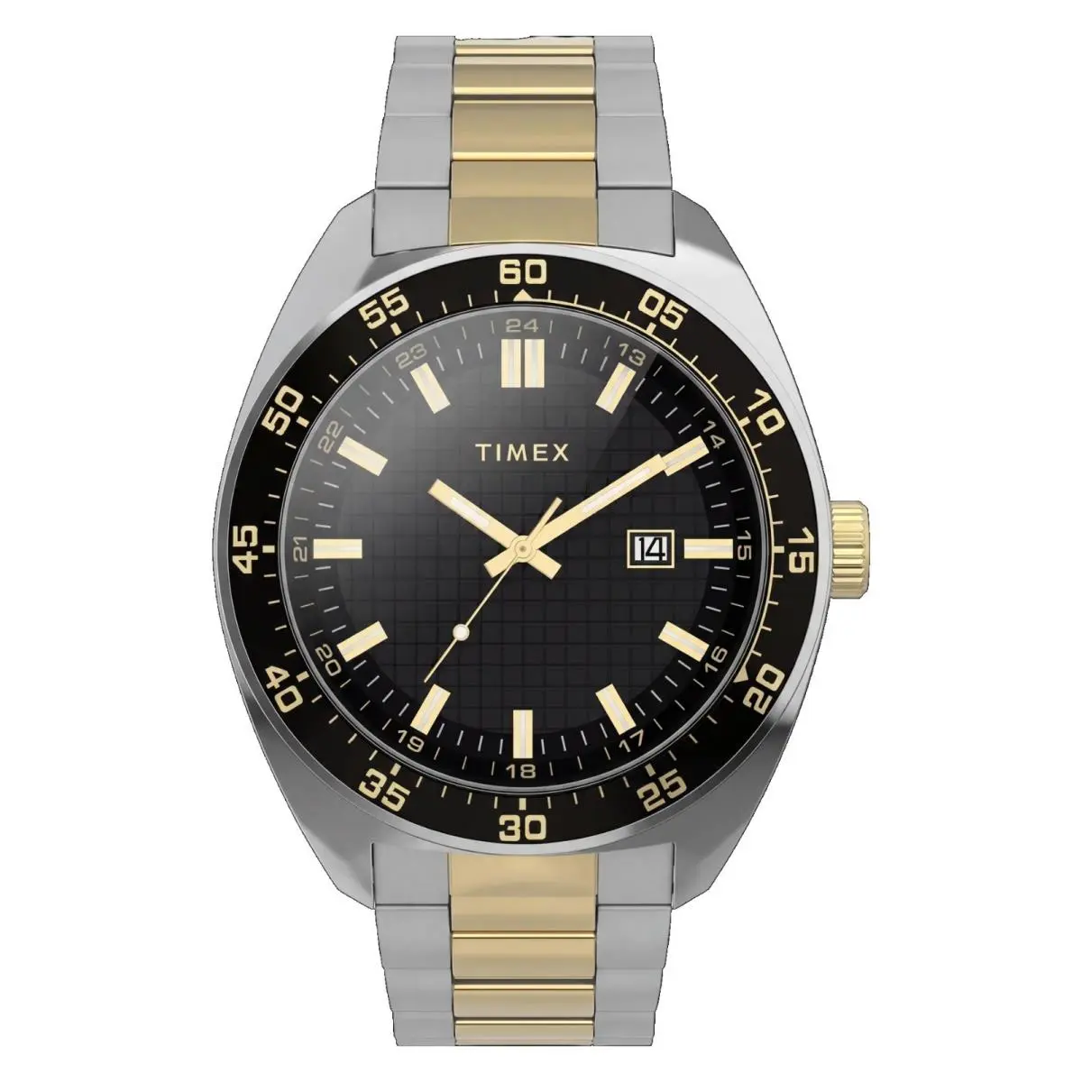 TW2Y89100 Men`s Weston 2-Tone Stainless Steel Black Dial Analog Date Watch by Timex