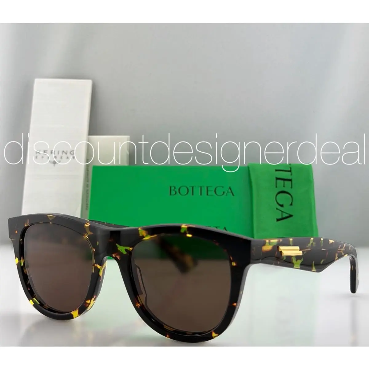 Bottega Veneta BV1001S 002 Square Sunglasses Havana Gold Brown Lens 52mm