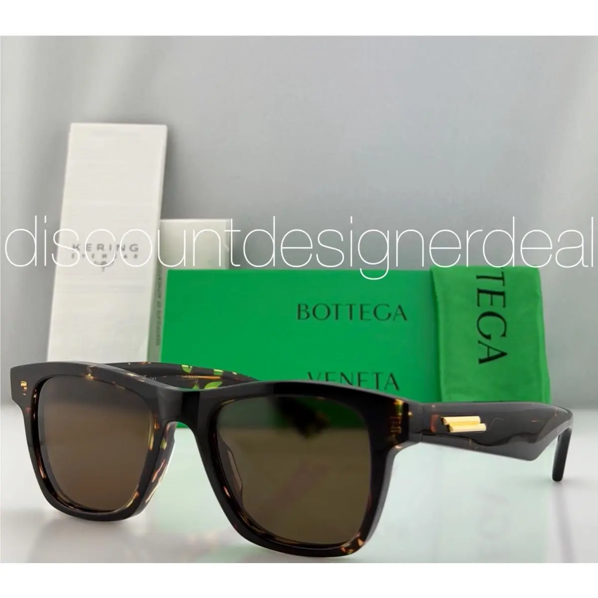 Bottega Veneta BV1120S 002 Square Sunglasses Havana Gold Brown Lens 51mm